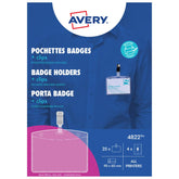 Avery 4832 Clip Badge Holders with Printable Name Inserts (90 x 60 mm Badges) - White, Pack of 25